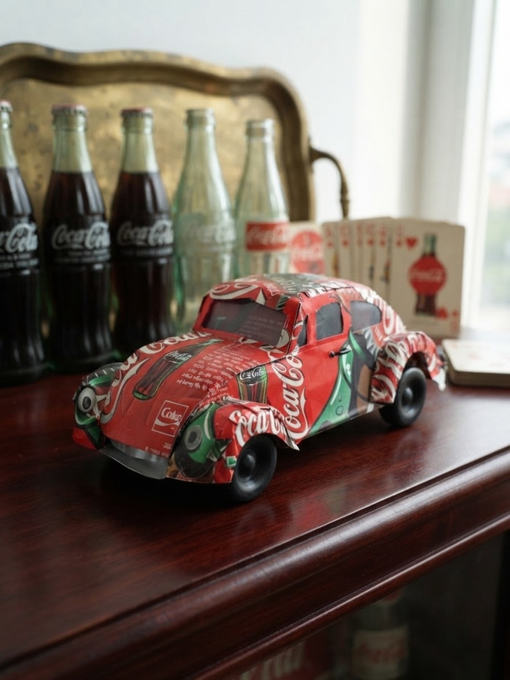 Handmade Coca-Cola Soda Can Folk Art Model Car Retro Beetle Collectible